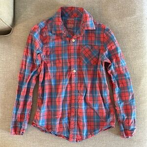 Youth Medium Plaid Button Down Long Sleeve Shirt